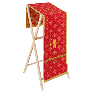 Накидка на аналой перекидная, шелк "Святительский", красная с золотом, 45,5х200 см (машинная вышивка)