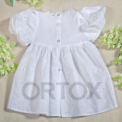 Платье для крещения "Анютины глазки" для девочки белое из муслина, размер в ассортименте фото 8