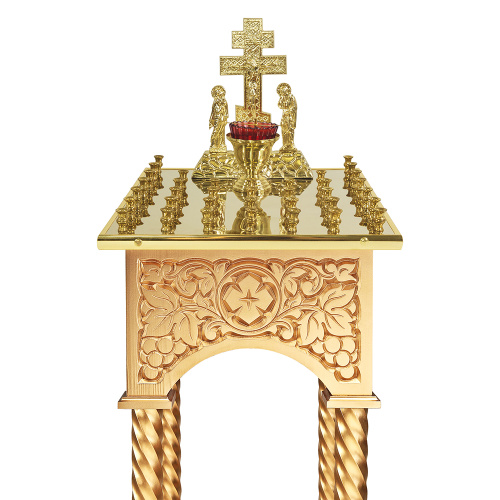 Панихидный стол на 36-50 свечей "Суздальский", цвет "золото", колонны, резьба, высота 100 см фото 4