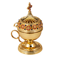 Кадильница, цинковый сплав, эмаль, камни, цвет "под золото", 8,5х12 см, №3, У 55-0052