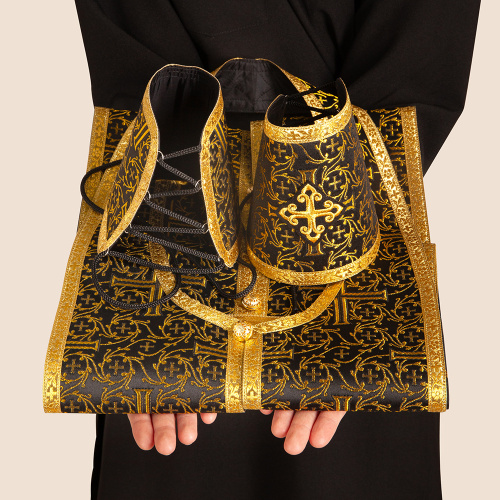 Иерейское облачение, парча "Афон", черное с золотом фото 9