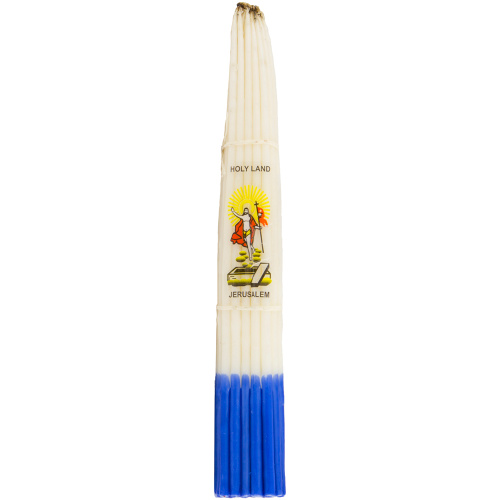 Свечи "Иерусалимские" парафиновые белые с синим, обожженные Благодатным огнем