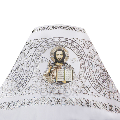 Иерейское облачение вышитое белое с иконой Спасителя, габардин фото 3