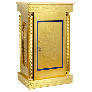 Жертвенник малый, чеканка, с дверкой, узкий, 60х40х100 см (синяя ткань)