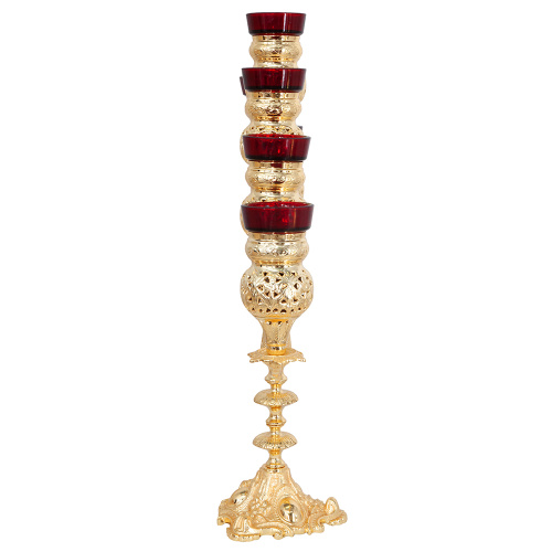 Семисвечник напрестольный латунный, покрытие под золото, 66,5х66 см фото 3 Семисвечник напрестольный латунный, покрытие под золото, 66,5х66 см фото 3