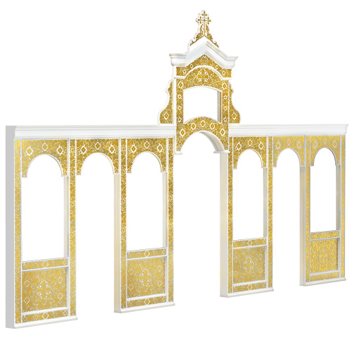 Иконостас деревянный "Суздальский" одноярусный белый с золотом (поталь), 608х378х25,4 см фото 4