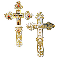 Крест требный латунный в серебрении с позолотой, 10х18 см