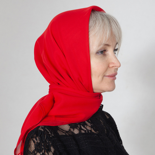 Платок, креп-шифон, цвета в ассортименте, 100х100 см фото 2