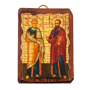 Икона апостолов Петра и Павла, 6,5х9 см, под старину (под старину)