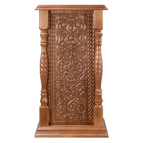 Подставка церковная "Ивановская" светлая, без дверки, красная ткань, 50х50х90 см фото 2