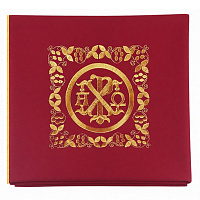 Илитон на престол бордовый с вышивкой "Альфа-Омега", шелк, 80х70 см