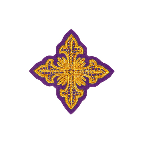 Крест на облачение вышитый пришивной фиолетовый, золотая нить фото 2