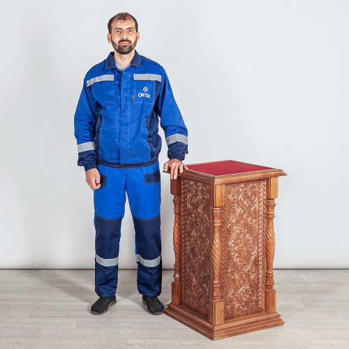 Подставка церковная "Ивановская" светлая, без дверки, красная ткань, 50х50х90 см фото 7