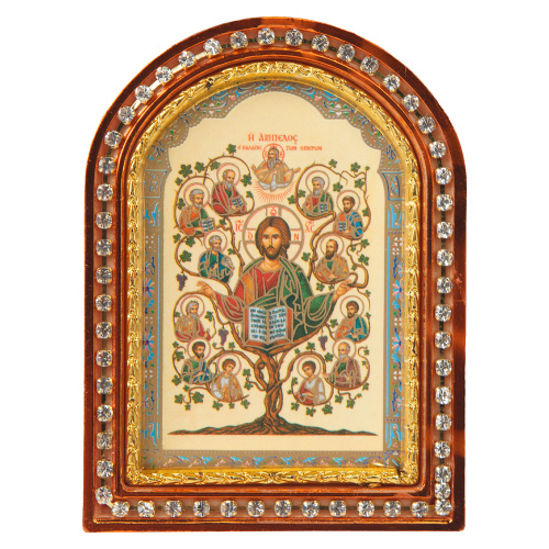 Икона настольная Спасителя "Лоза Истинная", пластиковая рамка, 6,4х8,6 см, У-0835