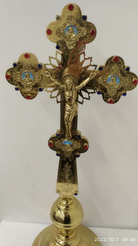 Крест напрестольный с подставкой, 28х68 см, эмаль, У-0323 фото 3