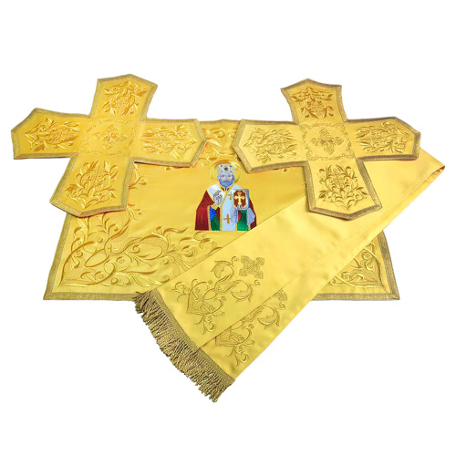 Покровцы и воздух, закладка для Евангелия вышитые желтые, шелк фото 2