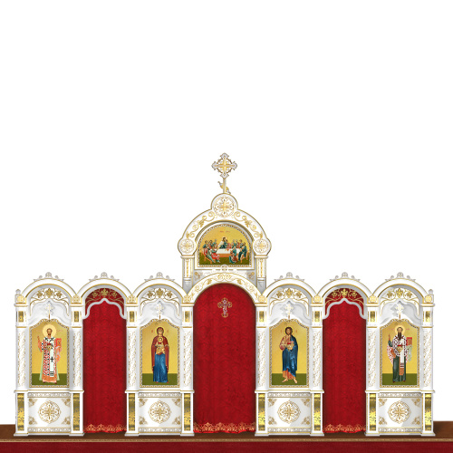 Иконостас "Благовещенский" одноярусный белый с золотом (патина), 664х449х28 см фото 4