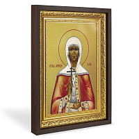 Икона мученицы Иулии (Юлии) Карфагенской, в широком багете, цвет "темный дуб", на холсте, с золочением