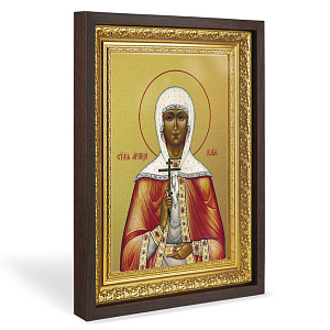 Икона мученицы Иулии (Юлии) Карфагенской, в широком багете, цвет "темный дуб", на холсте, с золочением (33,5х42,2 см (под икону А4))