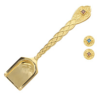 Ложечка для ладана из ювелирного сплава в позолоте, с фианитом