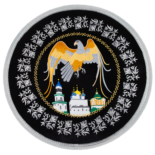 Орлец архиерейский, бархат, вышивка, серебряная бахрома, диаметр 75 см