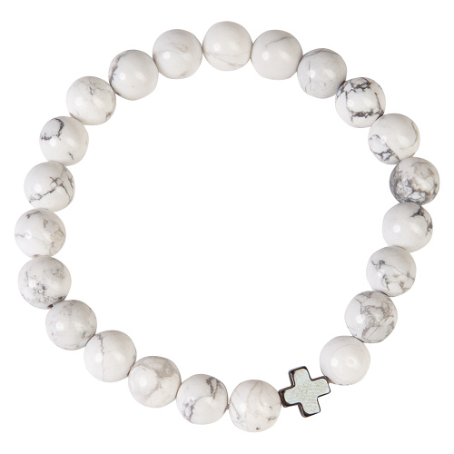 Браслет-четки из камня (говлит), белый фото 4