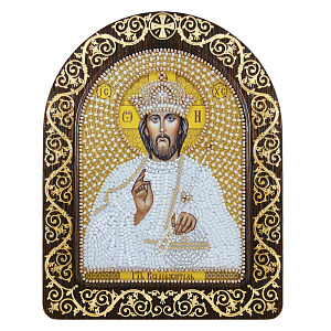 Набор для вышивания бисером "Икона Спасителя "Господь Вседержитель", 13,5х17 см, с фигурной рамкой (фигурная рамка)