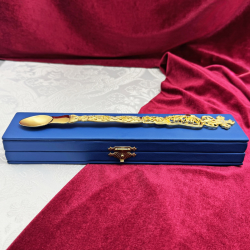 Лжица из ювелирного сплава в позолоте с фианитами, длина 24,5 см фото 8