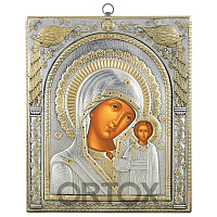 Икона Божией Матери Казанская AFON SILVER, 20,7х24,5 см, дерево, металл (античная риза)