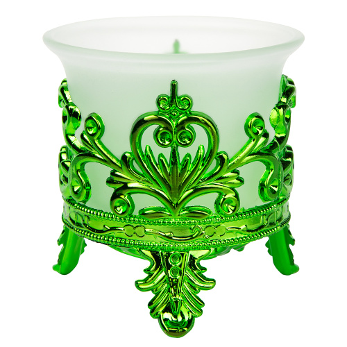 Лампада настольная зеленая узорная, со стаканчиком из матового стекла, 6х7 см
