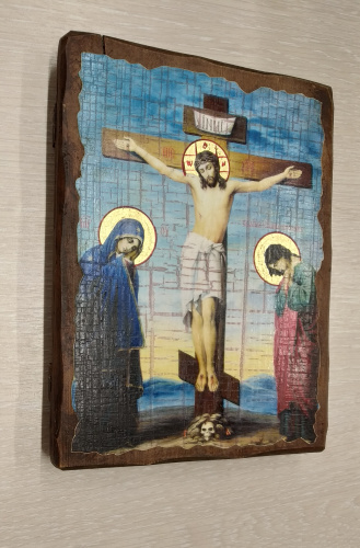 Икона "Распятие Иисуса Христа" под старину, 17х23 см, У-0088 фото 2
