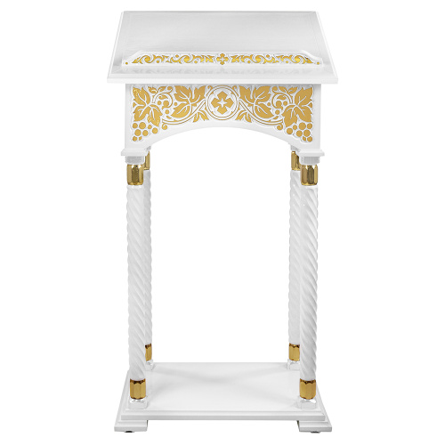 Аналой центральный "Суздальский" белый с золотом (поталь), колонны, резьба, высота 135 см фото 3