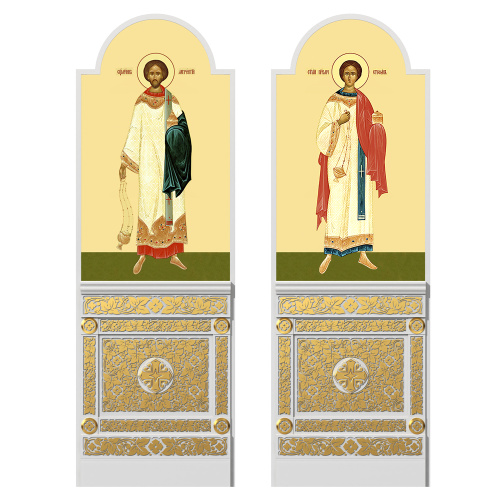 Диаконская дверь для "Романовского" иконостаса белая с золотом (поталь), 220х70х10 см фото 4