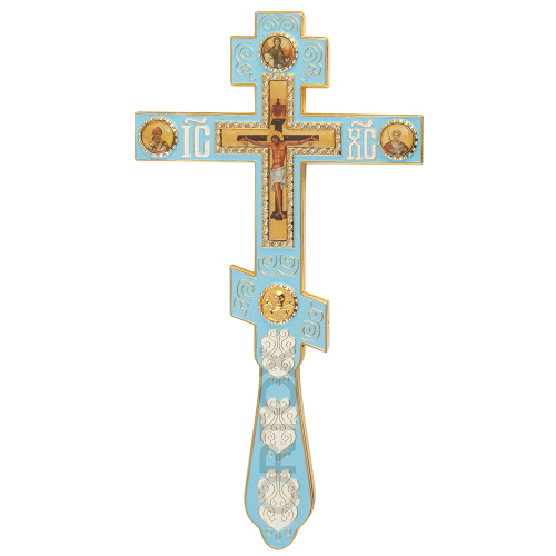 Крест напрестольный восьмиконечный, эмаль, 14,5х26 см фото 2