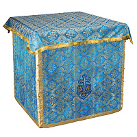 Облачение на престол голубое, церковный шелк, 100х100х100 см