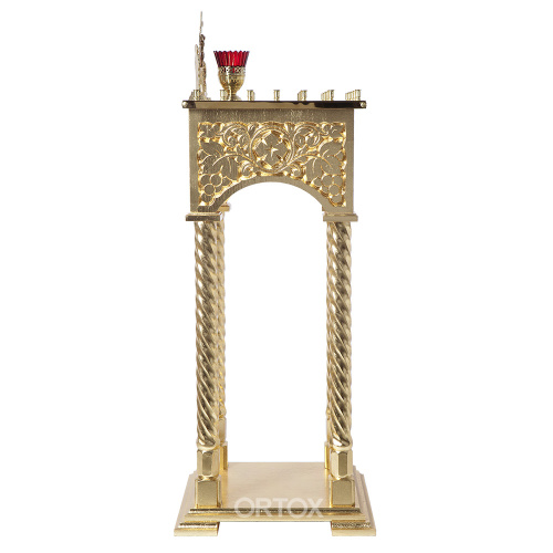 Панихидный стол на 36-50 свечей "Суздальский", позолоченный, высота 100 см, колонны, резьба фото 3