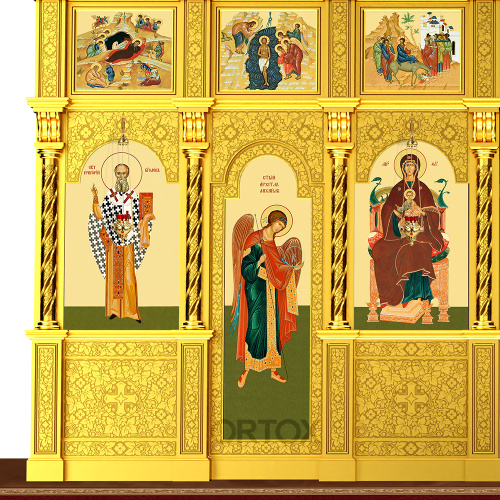 Иконостас "Владимирский" четырехъярусный позолоченный, 690х730х45 см фото 6
