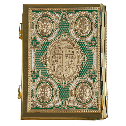 Евангелие требное среднее зеленое, полный оклад "под золото", 17х22 см фото 3 Евангелие требное среднее зеленое, полный оклад "под золото", 17х22 см фото 3