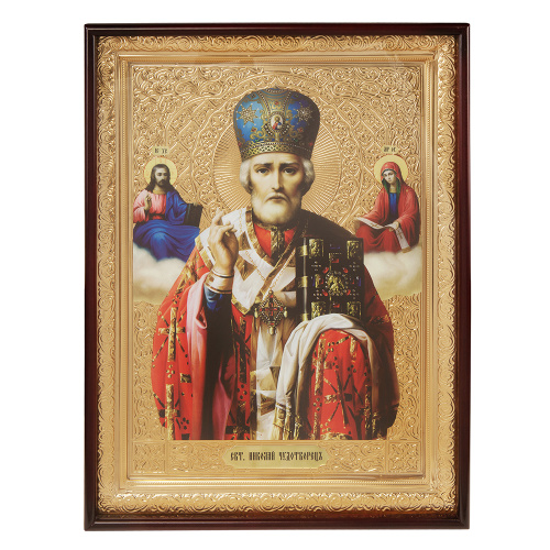 Икона большая храмовая Николай Чудотворец, прямая рама фото 2