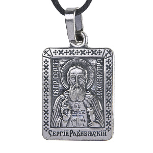 Образок мельхиоровый с ликом преподобного Сергия Радонежского, серебрение (средний вес 5 г)