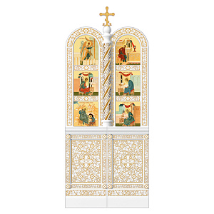Царские врата для "Романовского" иконостаса белые с золотом (патина), 100х240 см (сосна)