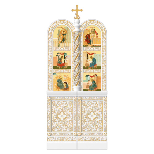 Царские врата для "Романовского" иконостаса белые с золотом (патина), 100х240 см