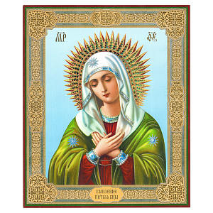 Икона Божией Матери "Умиление", 17х21 см, бумага, УФ-лак (тиснение)