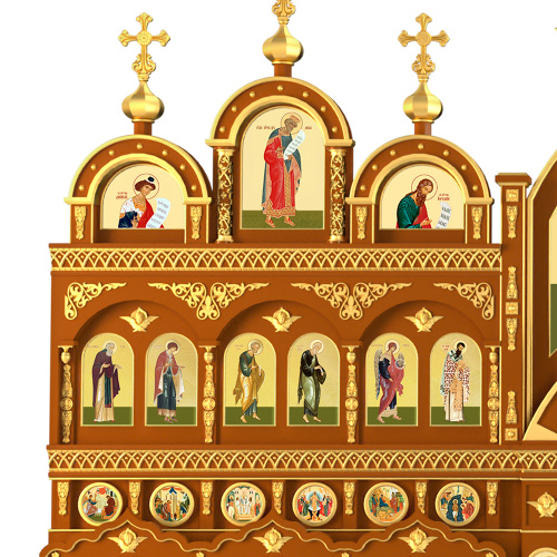Иконостас "Рождественский" четырехъярусный, цвет "кипарис" с золотом (поталь), 848,5х763х53 см фото 7