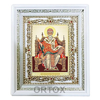 Икона святителя Спиридона Тримифунтского, 24х28 см, багетная рамка