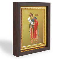 Икона пророка Соломона, царя Израильского, в узком багете, цвет "темный дуб", на холсте, с золочение