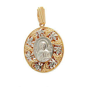 Образок серебряный двусторонний с ликом блаженной Матроны Московской, позолота, родирование (полый)