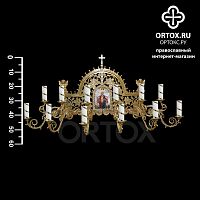 Церковное бра из латуни на 12 свечей, с иконой, 102х53 см