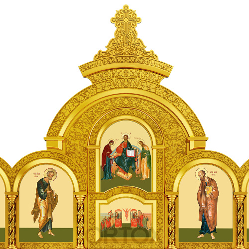 Иконостас "Владимирский" трехъярусный позолоченный, 690х620х40 см фото 8