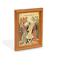 Икона Воскресения Христова в деревянной рамке, цвет "кипарис", 12х1,5 х17 см